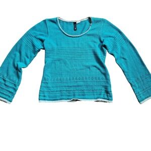 DIVIDED by H&M Teal Knit Sweater Womens Size 4 Cropped Long Sleeve Lightweight